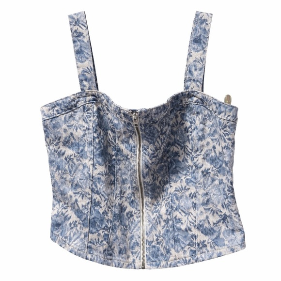 Levi's Tops - Levi’s Floral Corset Bustier Top XL Zip Front Y2K Cottagecore cotton